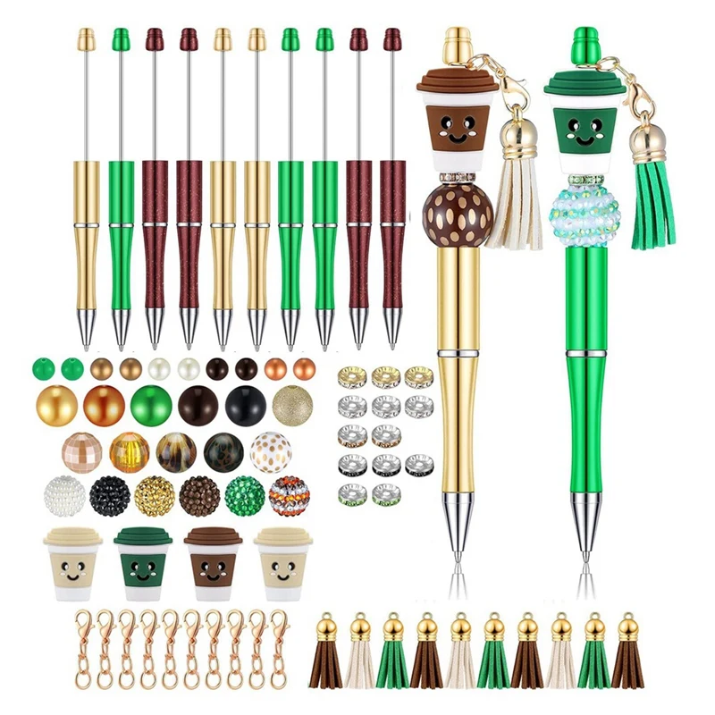 

12 Pieces Beadable Pens Bulk Bead Pens DIY Making Kit Multicolor Ballpoint Pen Black Ink For Kids Students Office School Durable