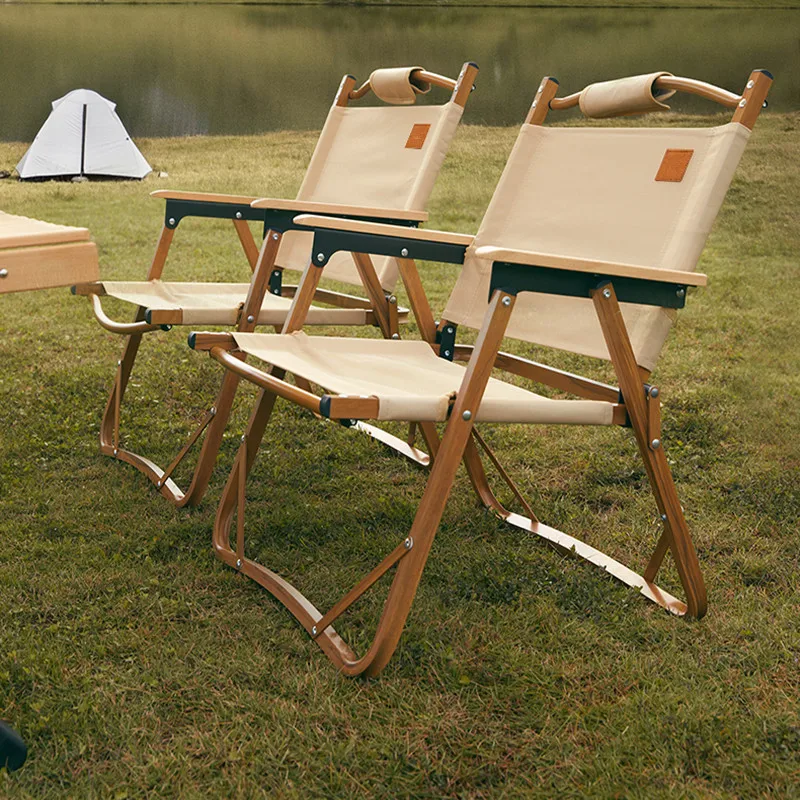 

Outdoor lounge chair Portable Folding canopy folding chairs Wooden Handrails Picnic Bracket Chair single person portable chairs