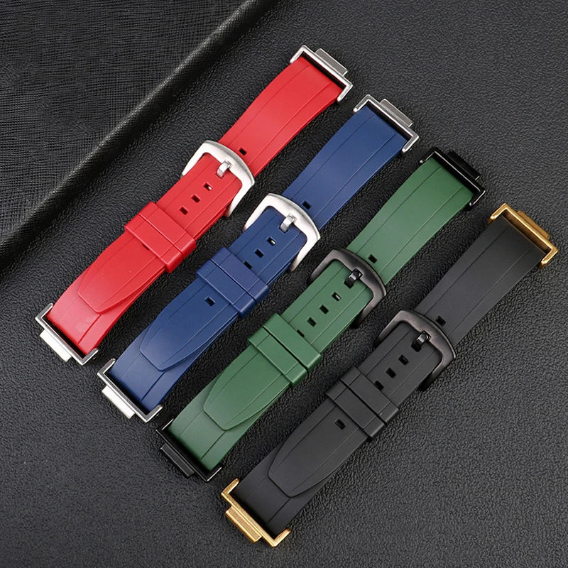 Modified Series Silicone Watch Strap For Casio Small Cube DW5600 DW5000 GBX100 GA110 Sports waterproof Rubber MentalBlack Strap