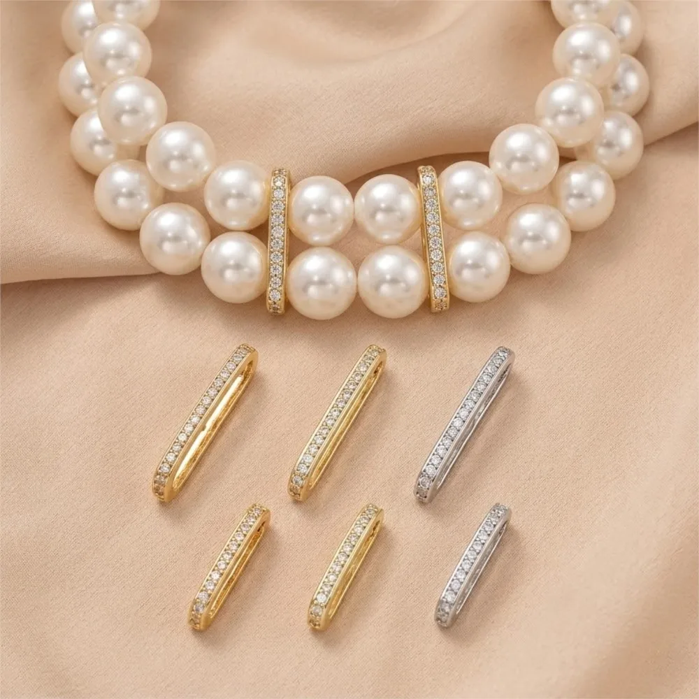 

2Pcs/Lot 18K Gold Plated Rectangle Spacer Bar Separators Beads For DIY Bracelet Necklace Jewelry Making Supplies Findings Crafts