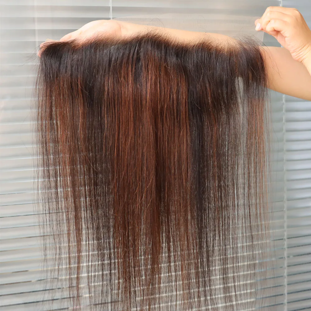 تسليط الضوء على اللون البني عذراء ريمي الهندي وصلة إطالة شعر طبيعي شفافة 4x4 5x5 13x4 13x6 الدانتيل إغلاق أمامي مستقيم الشعر