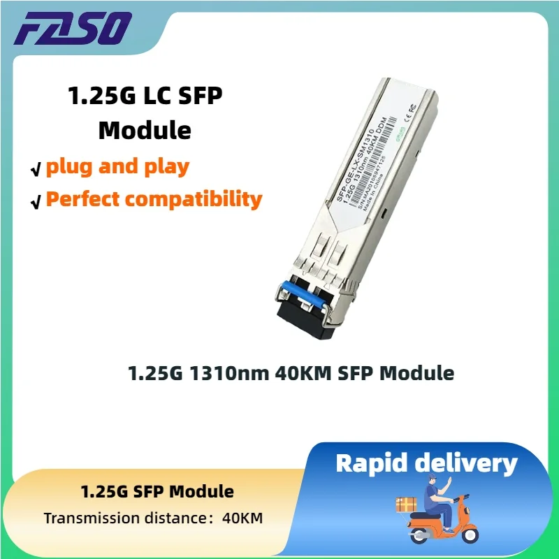 

1.25G LC SFP Ethernet Module 40KM 1310nm Single Mode Double Fiber Optical Module Compatible with Cisco/Mikrotik Ethernet Switch