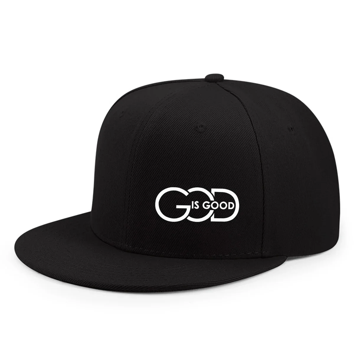 Unisex-Baseballkappe mit verstellbarem Riemen, flacher Krempe, mit Aufdruck „GOD IS GOOD“, lässige Kopfbedeckung für Damen und Herren, modisch, atmungsaktiv, für den Außenbereich. – Detail 5