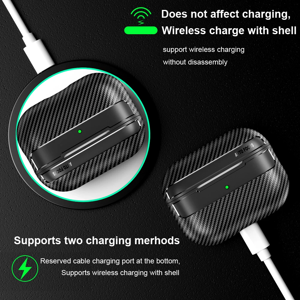 For Original Airpods Pro 2 Case Carbon Fiber Texture Soft Silicone Earphone Case Shockproof With Hook For Funda Air Pods 4 Cover image 5