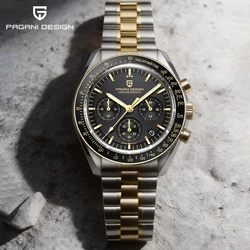 PAGANI DESIGN 2026 Silver Gold Moon Luxury Quartz Watches Men Sport Chronograph Sapphire Crystal Stainless steel Watch For Men