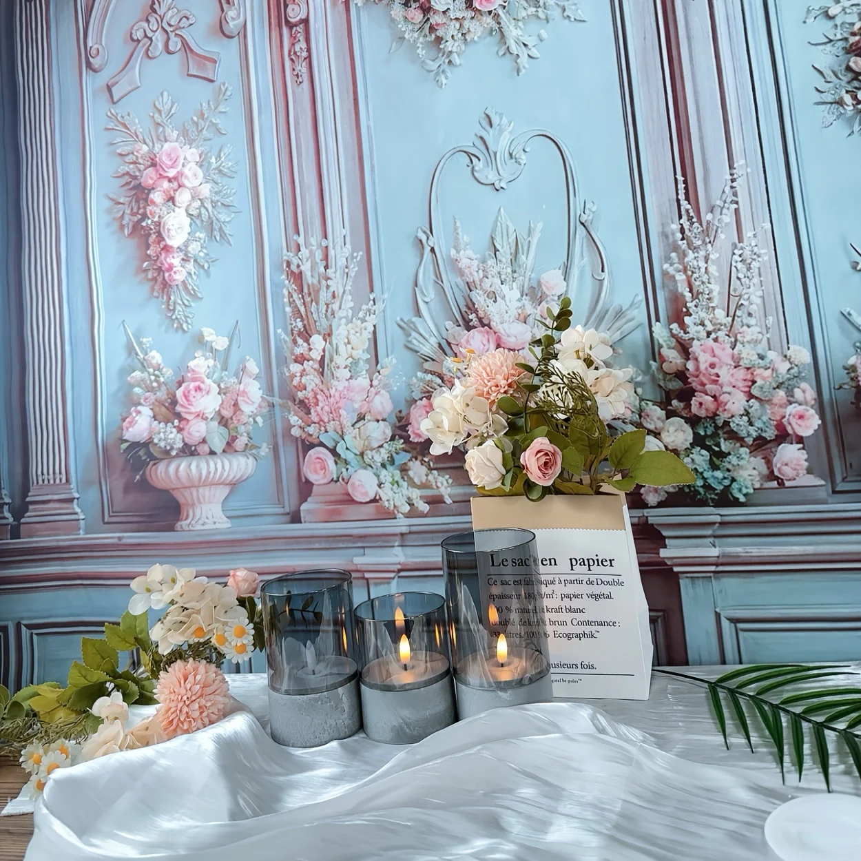 3 عبوات من الشموع عديمة اللهب LED مع قاعدة أسمنتية رمادية لديكور حفلات الهالوين وأعياد الميلاد وأعياد الميلاد