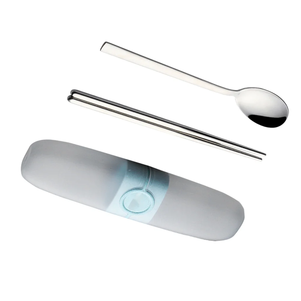 

3Pcs 304 Stainless Steel Utensils Set Portable Spoon Chopsticks Kit with Carry Case for Travel Camping Hiking Office Outdoor
