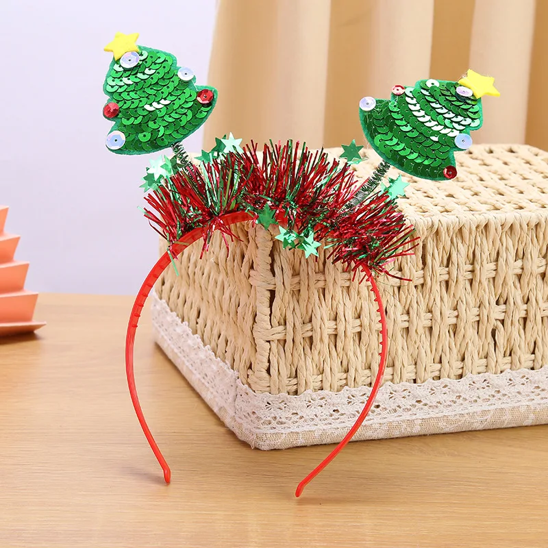 크리스마스 섹시하고 귀여운 머리띠 축제 파티 분위기 장식 카드 발급 크리 에이 티브 사슴 뿔 크리스마스 트리 머리띠