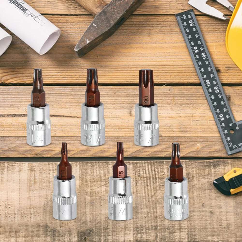 6 Pcs Drive Hex Bit Sockets Set 1/4 Inch Drive Socket Head Tool Screwdriver Bit Socket for Wrench Socket Modification