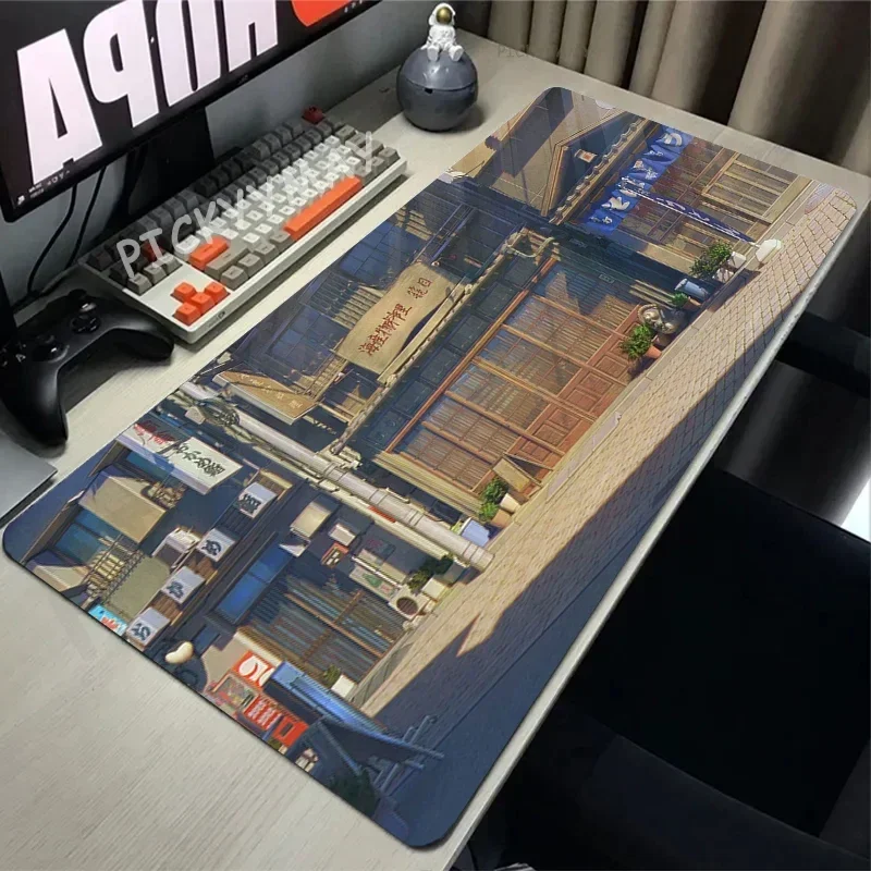 Straat Pixel 80x30 cm XXL Lock Edge Muismatten Grote Gaming Muismat Toetsenbord Matten Muis Mat Beest Bureau Pad voor Gift Muismatten