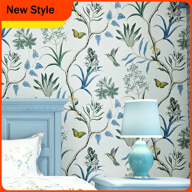 Chinoiserie Wallpaper Vintage Floral Bird Blooming Wall Mural for Livingroom Bedroom Kitchen Tropical Flower Wall Paper