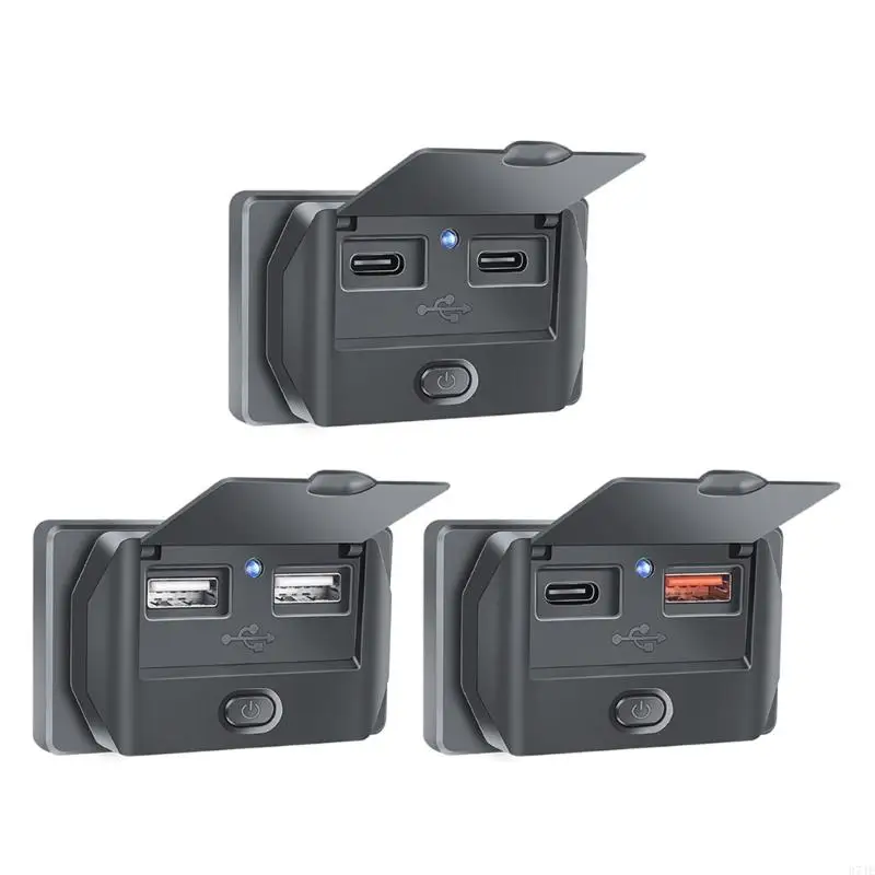 37JE USB Socket 12V-24V Power Adapter Type-C/USB A/USB A+Type C Panel Mount Charging Port for Marine Boat Bus ATV