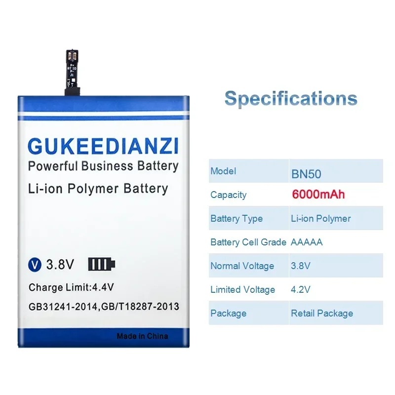 GUKEEDIANZI 배터리 BN50 6000mAh, 샤오미 max2 Max 2 배터리