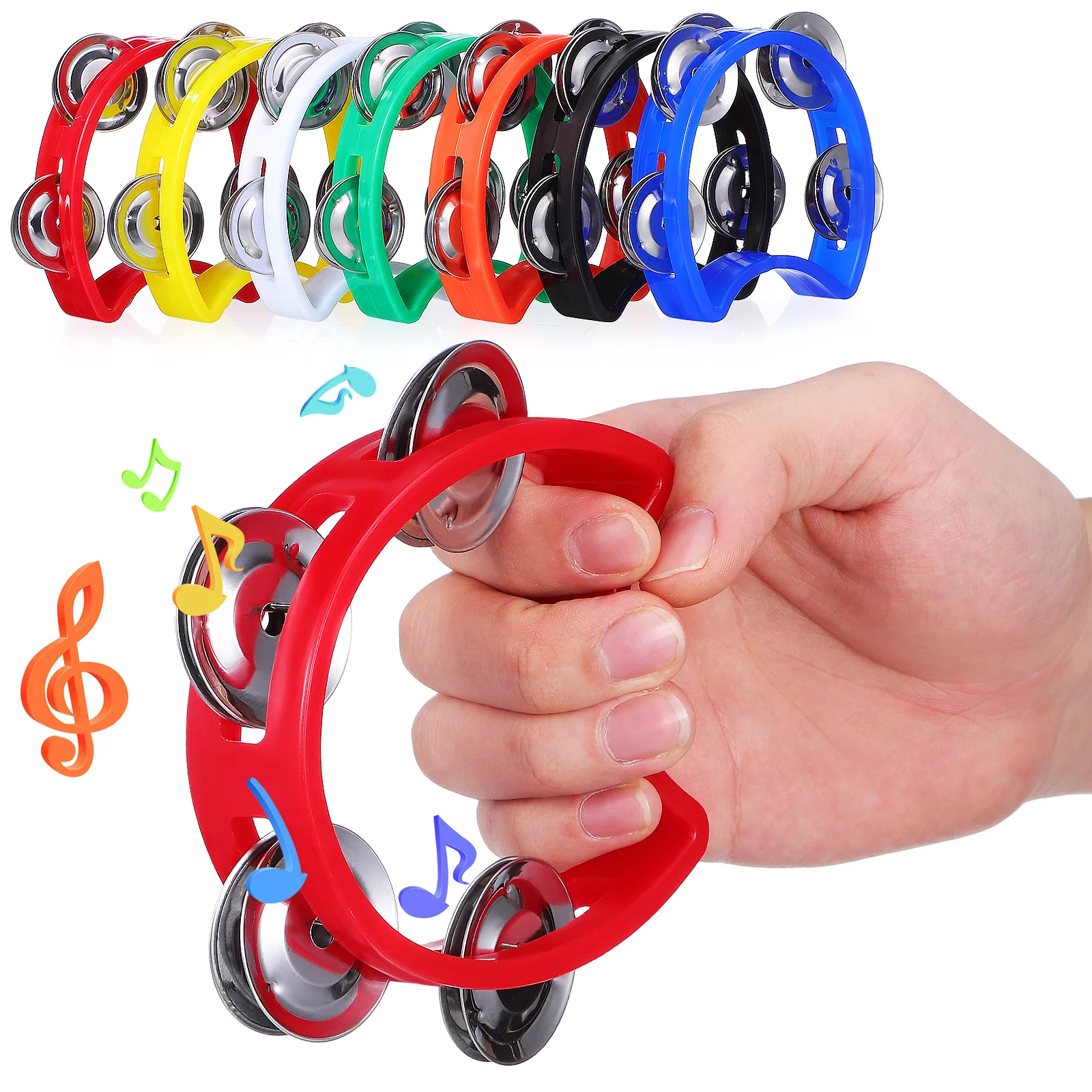 

7 Pcs Children's Percussion Instrument Hand Tambourine Kids Instruments Musical Bells Metal Held Aldult