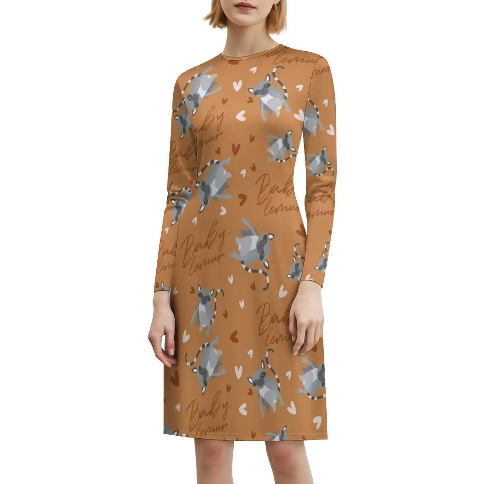 فستان حفلات نسائي بنمط سلس من Baby Lemur ملابس عصرية مطبوعة للنادي للسيدات نمط Lemur بدون خياطة #6