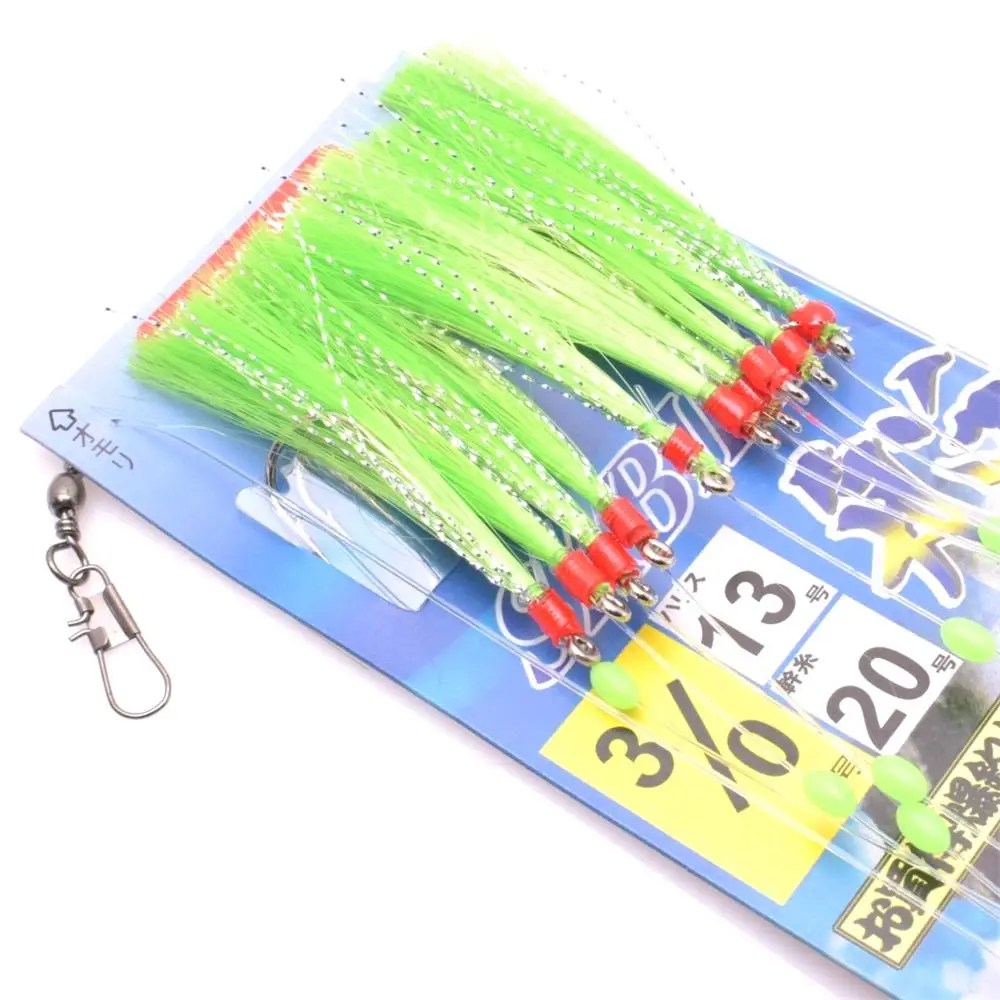 2 Packungen Simulierte Schnurhaken, Weißhaarig, Grünhaarig, 10 Haken, Leuchthaken, Fischhaut-Haken, Meeresangeln, Bootsangelhaken – Detail 10