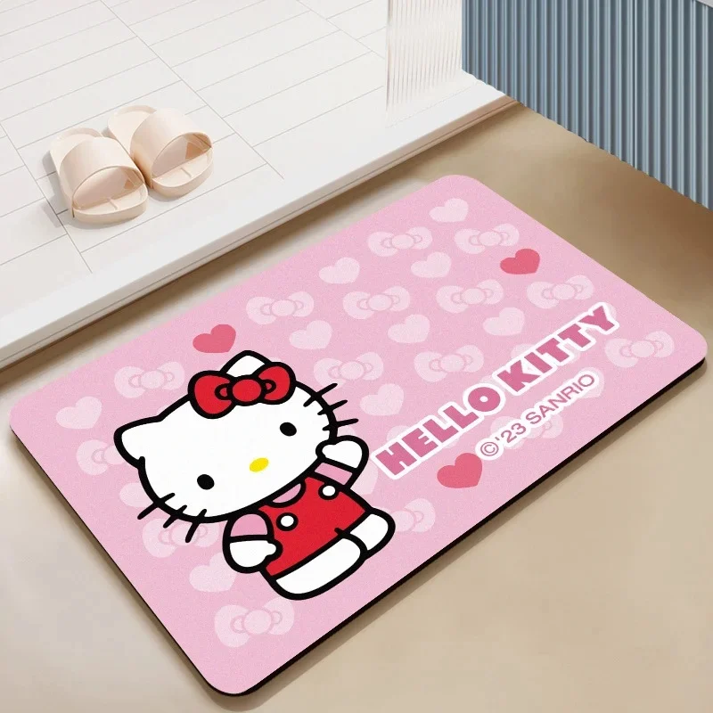 Premium Hello Kitty Diatomaceous Earth Floor Mat, Super Absorbent Quick Dry Non-slip Bath Rug