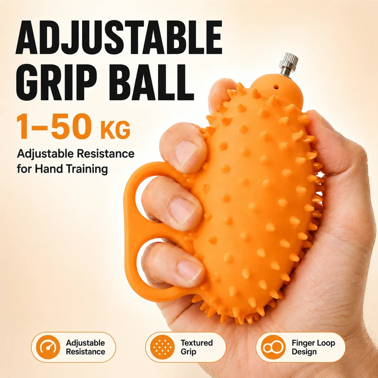 Adjustable Silicone Spiky Hand Grip Ball Finger Rehabilitation Training Massage Stress Relief Squeeze Ball for Hand Strength Exe