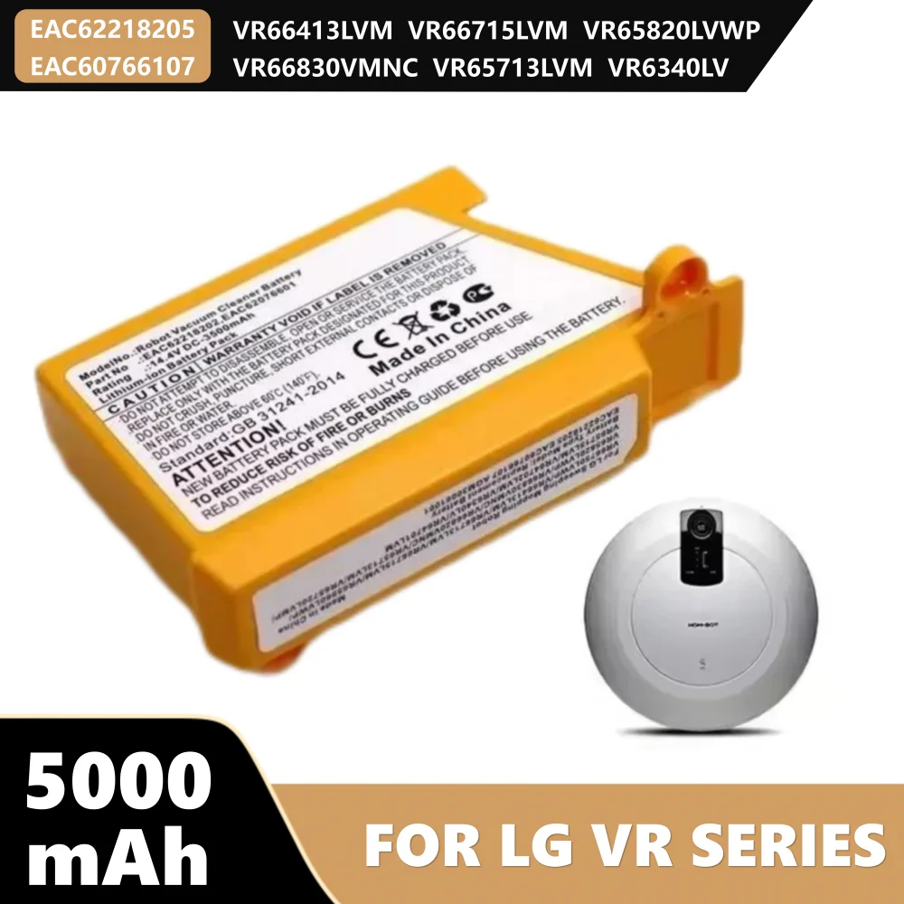 Batterie de rechange Li-ion longue durée 14.4V 5000mAh pour aspirateur robot intelligent LG VR64703LVMB VR7412RB EAC62218202