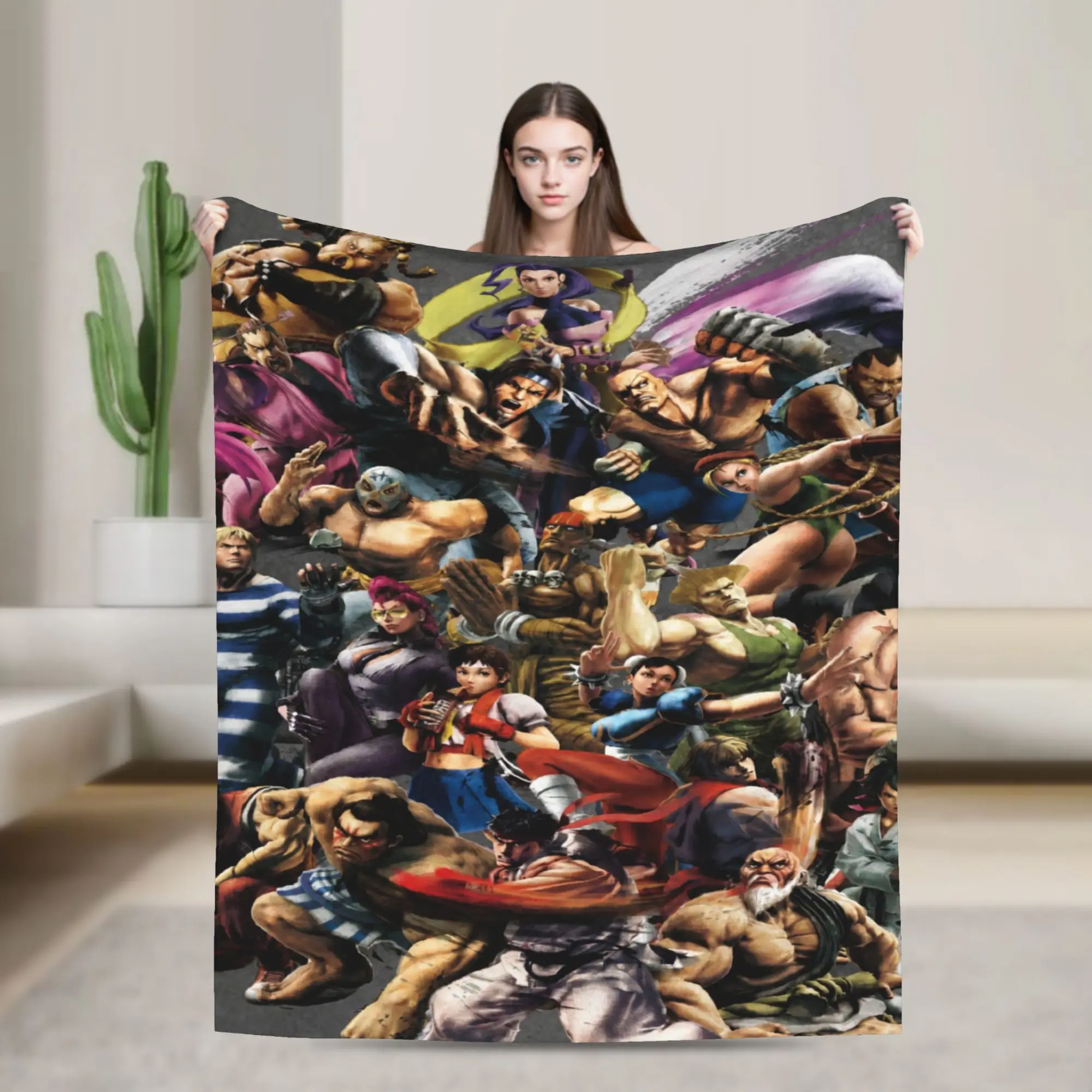 Super Soft  Streets Fighters Throw Blanket Premium Flannel Fleece Lightweight  Bed Blanket Warm Plush Blankets All Season Use