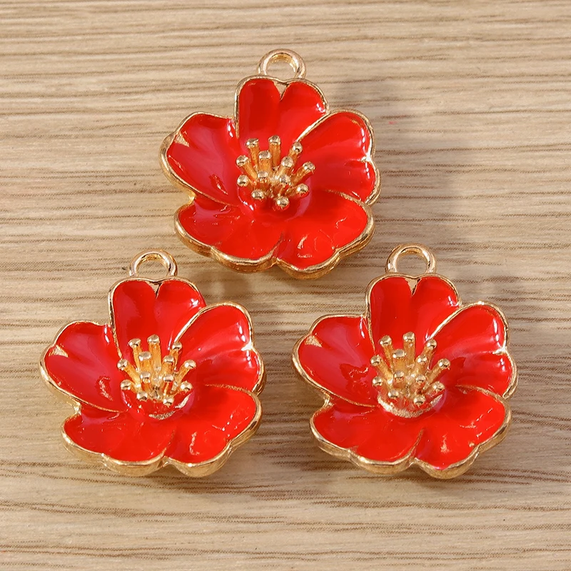 Tusember 10 Stück 19*23mm Niedliche Bunte Blumen-Anhänger für Schmuckherstellung Handgemachte Ohrringe Halskette DIY Modeschmuck – Detail 8