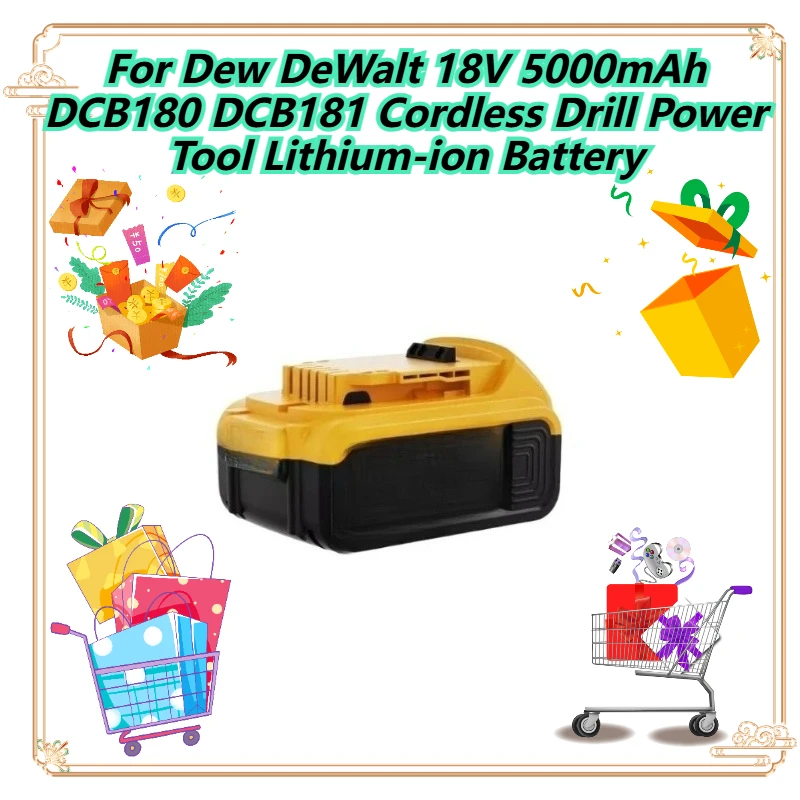 

For Dew DeWalt 18V 5000mAh DCB180 DCB181 Cordless Drill Power Tool Lithium-ion Battery