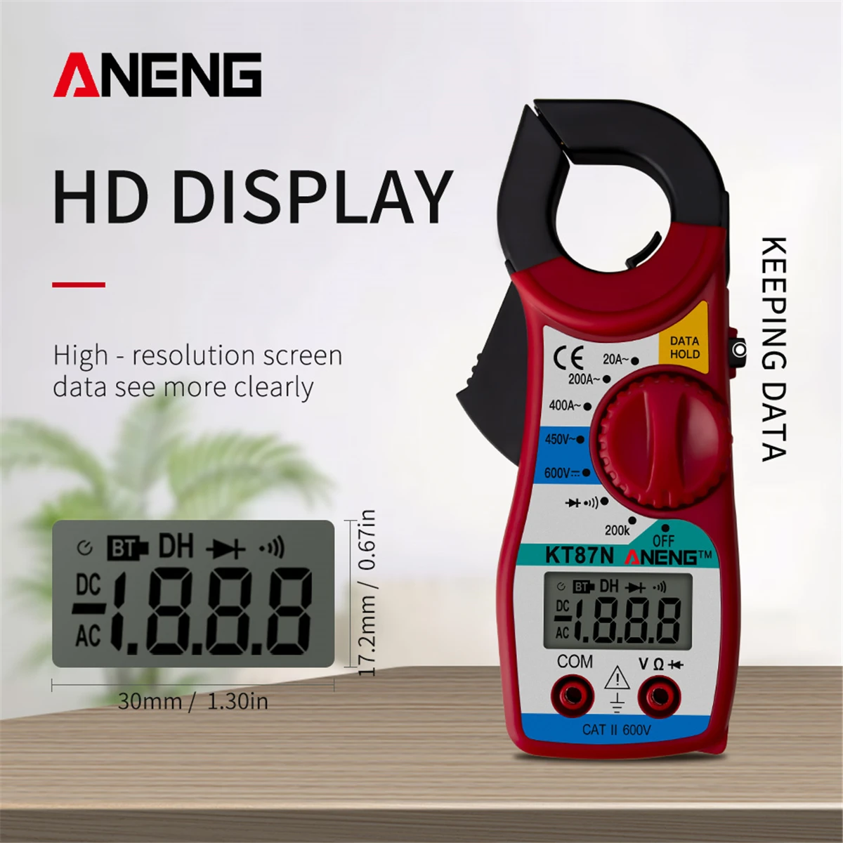 ANENG KT87N Mini Digital Clamp Meters AC/DC Voltage AC Current 600v True RMS Multimeter Capacitance Electrical Tester Tools