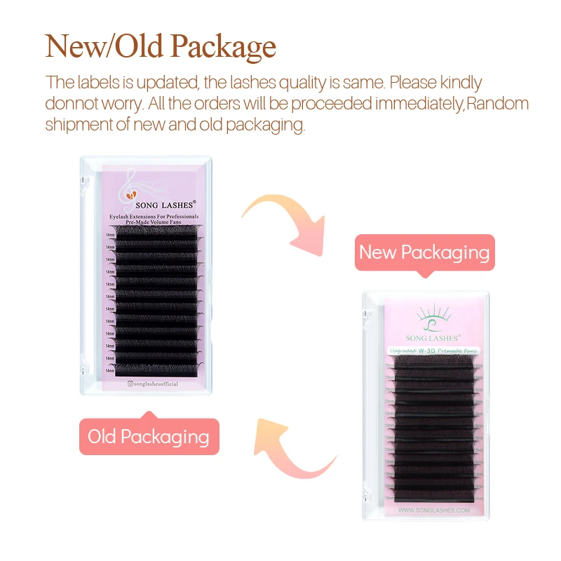 Song Lashes 12 Rows 3D Fans Eyelash Extensions Pure Darker Black Color C/D Curls Individual Eyelash Makeup supplies