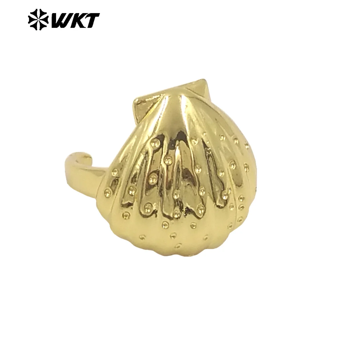 

WT-R553 New Amazing 18K Gold/Silver Electroplated Scallop Trumpet Brass Metal Shell Shape Women Ring Adjustable Size