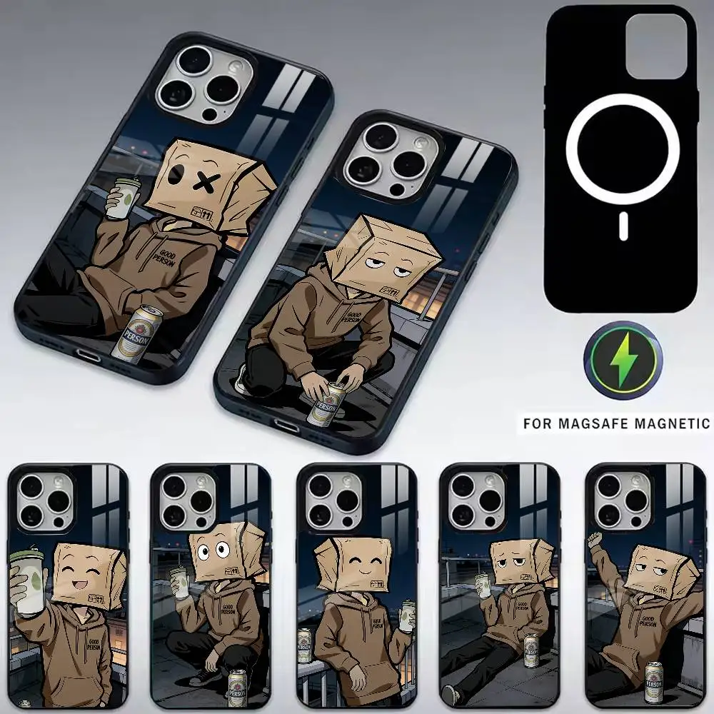 

Cartoon Paper Man Phone Case For iPhone17,16,15,14,13,12,11 Plus,Pro Magnetic with Magsafe Wireless Charging