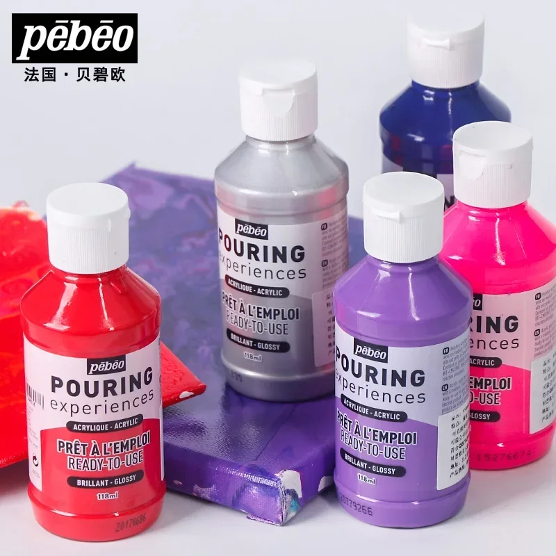 

118ML Pebeo Pouring Experiences Acrylic Paint Ready to Pour Pre-Mixed Pour Paint for Canvas Wood Paper Crafts Tile Rock and More