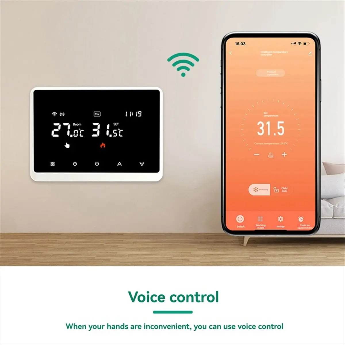 Y32A منظم حرارة واي فاي ذكي، وحدة تحكم في درجة الحرارة اللاسلكية من تويا لتسخين مياه غلاية الغاز، تعمل مع التحكم المنزلي