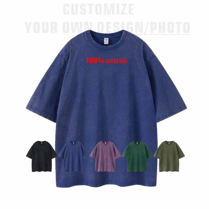 

Custom You Design Washed Vintage Summer T-Shirts Street Hip Hop Retro Punk T Shirt Casual Cotton Short Sleeve Wash TShirts Tops