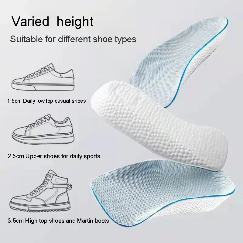 1.5/2.5/3.5 Cm Arch Support Height Increase Insoles Light Weight Soft Elastic Lift Soft Elastic Lifting For Men Women Shoes Pads