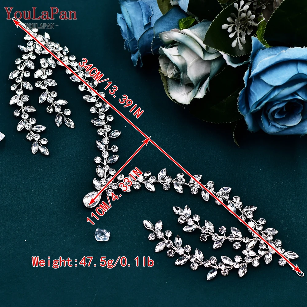 YouLaPan, diadema para la frente de la novia, tocados brillantes con diamantes de imitación para boda, mujer, fiesta de graduación, accesorios de joyería para la cabeza HP599