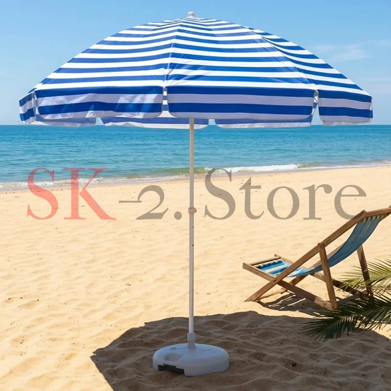 Double bone yellow and white striped sun umbrella sand stall polyester cloth parasol outdoor stall large round