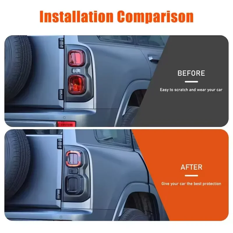 2PCS ABS Smoked Black Car Tail Light Cover Taillight Protective Cover For Great Wall Haval H9 Menglong 2024+ Accessories