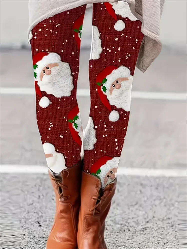 

Женские леггинсы, рождественские леггинсы, эластичные тонкие колготки, сексуальные модные штаны для йоги, модные крутые брюки для тренировок