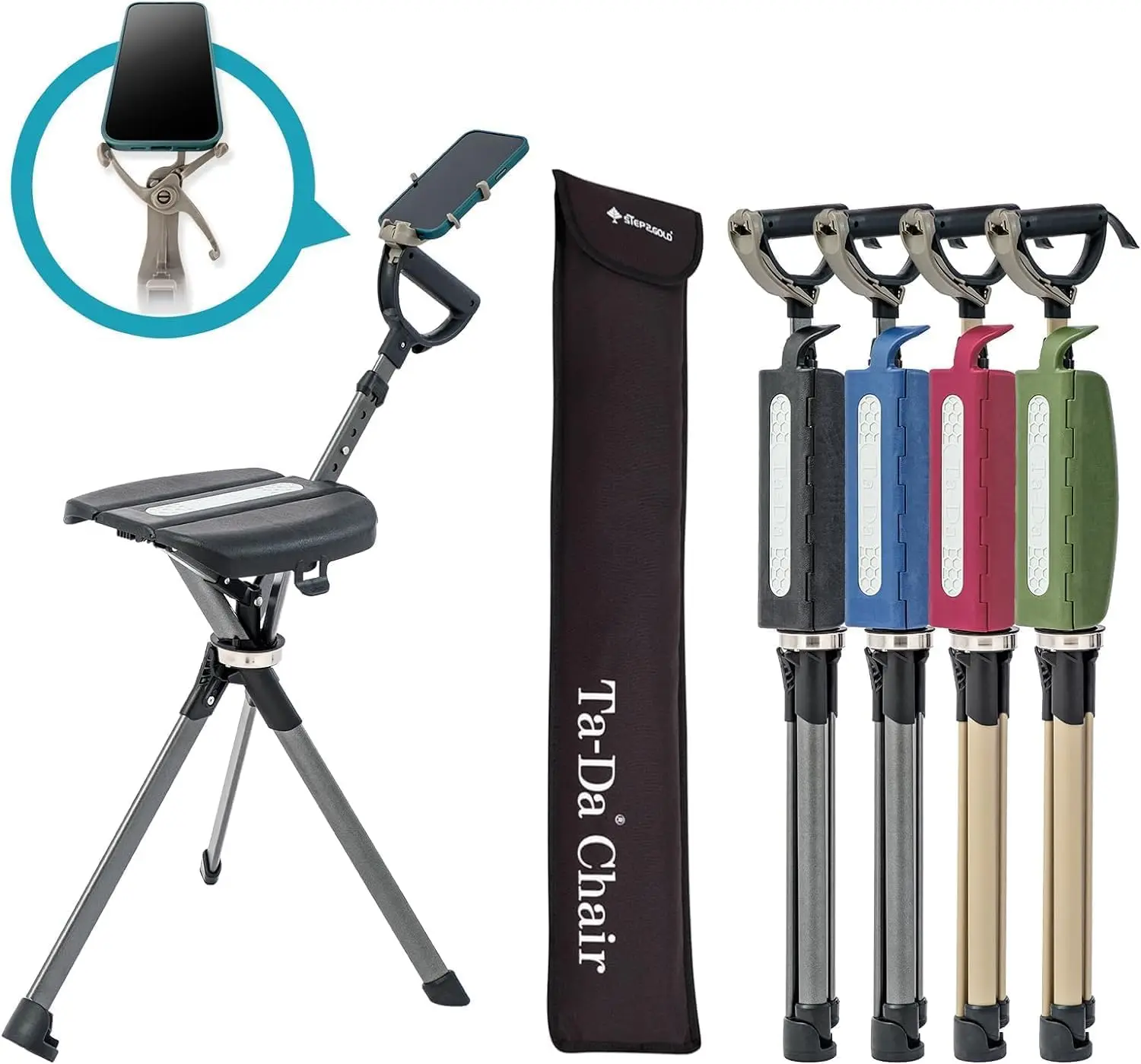 

Portable Trekking Hiking Pole, Folding Walking Stick with Seat, Walking Cane with Chair