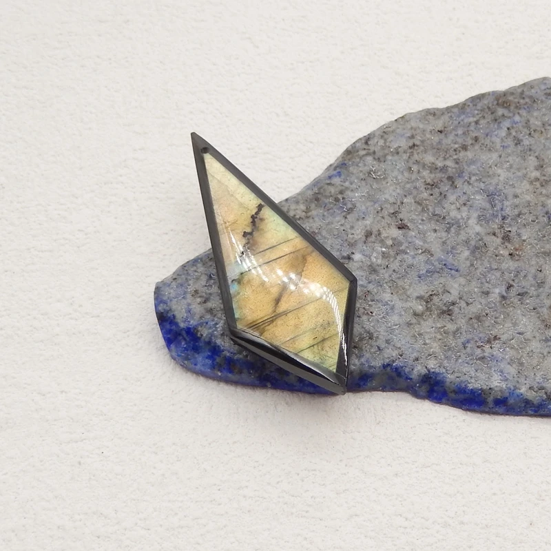 Natural Stone Labradorite Obsidian Pendant Bead,Fashion Jewelry Necklace Accessories For Men Women 48x19x5mm 5g