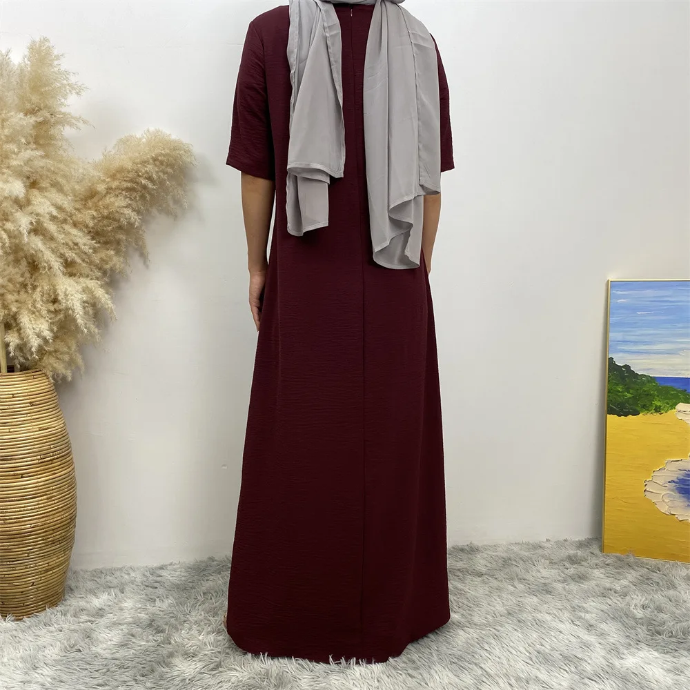 Modeste décontracté sous Abaya pour femmes musulmanes demi manches Maxi Robe turquie arabe Robe caftan dubaï islamique femme Eid Ramadan Robe
