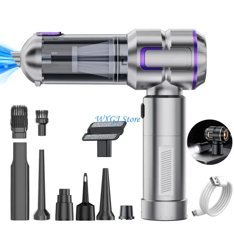 37JE Detachable Car Vacuum Featuring LED Light Multifunction Design Including Suction Blower Inflator Sealer Function