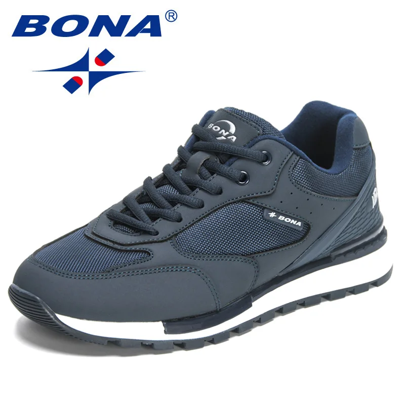 Bona 2023 novos designers tênis de corrida confortáveis respirável do esporte dos homens retro apartamentos formadores andando sapatos de corrida