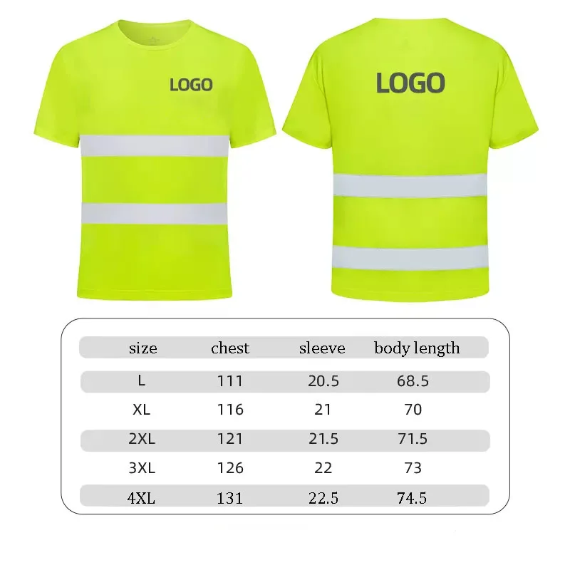 12 Colours Fluorescent High Visibility Safety Work Shirts Summer Breathable Work T Shirt Reflective T-shirt Quick Dry