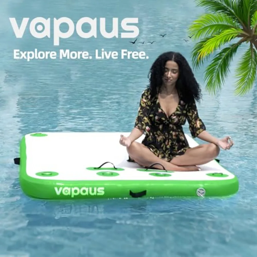 Inflatable Floating Dock for Pool, Lake, Beach, Ocean: PVC, Gray, Non-Slip Surface, Ultra-Stable Air Platform, 6ft/8ft/10ft