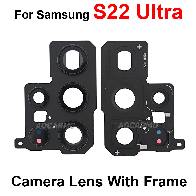 عدسة الكاميرا الخلفية باللون الوردي والأخضر والأسود والأبيض مع قطع غيار الإطار لهاتف سامسونج جالاكسي S22 Plus Ultra S22+ S22Ultra