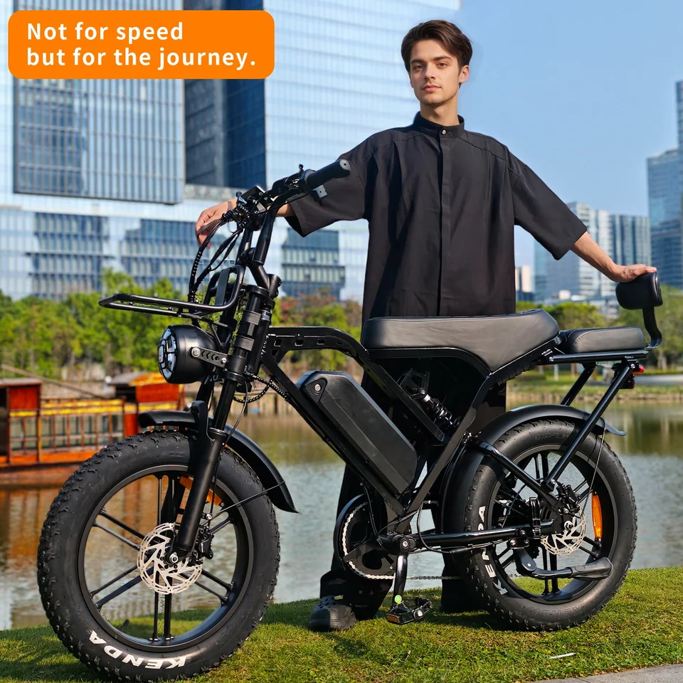 X80 Pro Adult Ebike, 1000W Motor, 20-inch Fat Tire Electric Bicycle, Hydraulic Brakes, 7-Speed ​​Transmission, 48V 15Ah Long Range, All-Terrain Off-Road Electric Bicycle, Front and Rear Suspension, Anti-Theft Alarm image 6