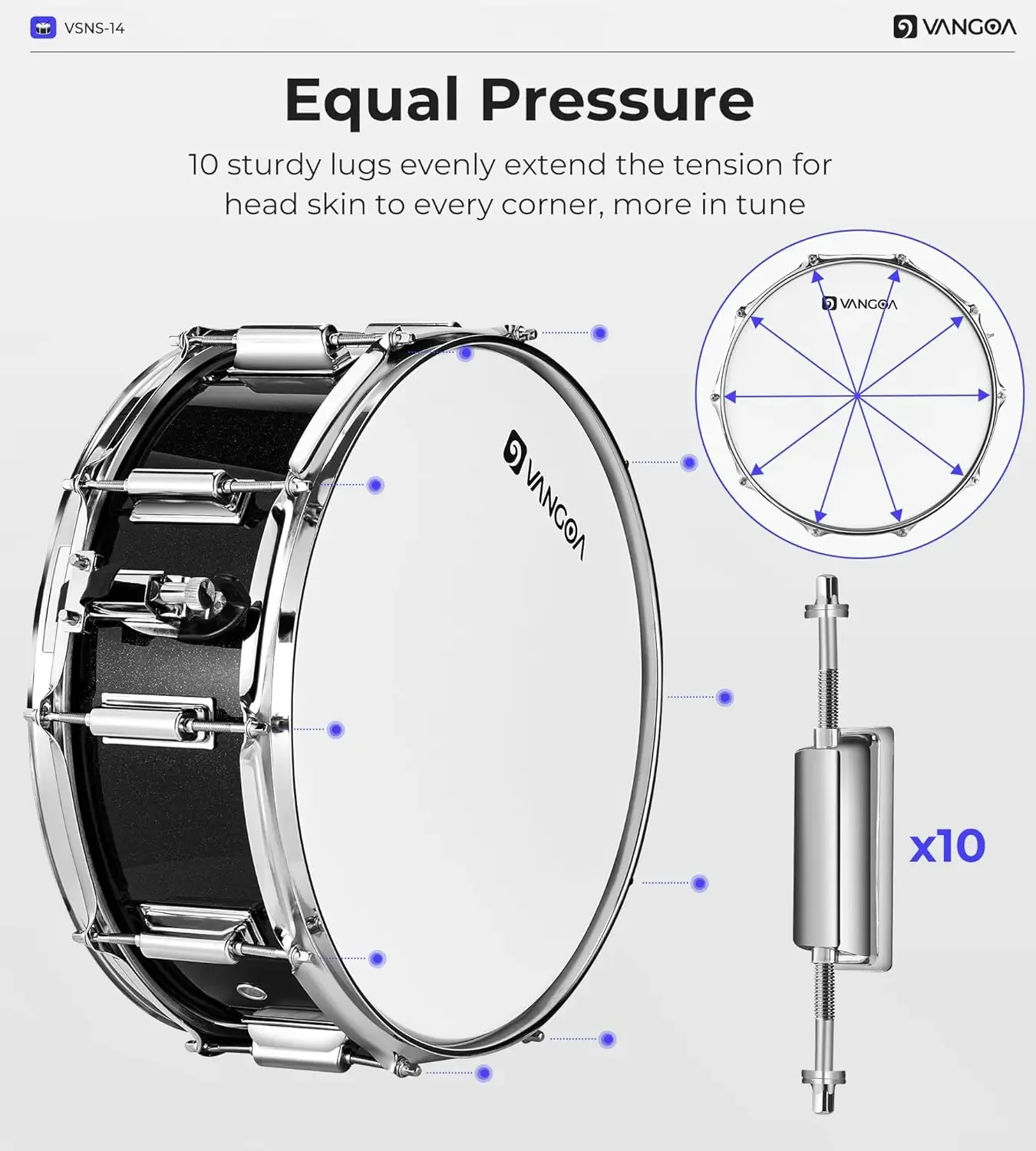 Snare Drum Set 14 x 5.5 Inches Marching School Band Student Snare Drum Kit Beginner Practice with Stand, Gig Bag, 5A Drum