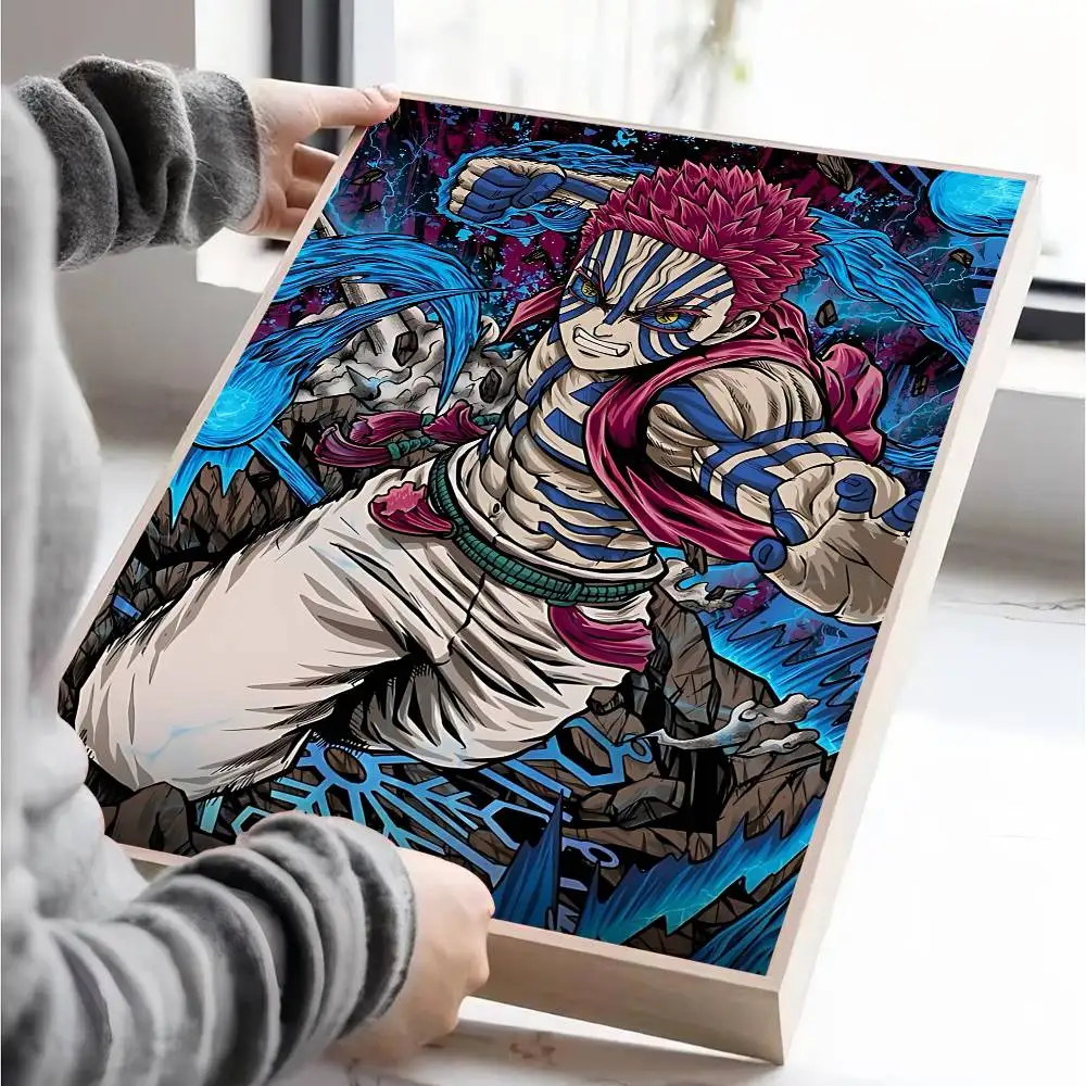 انمي ياباني Akaza D-Demon القاتل الكلاسيكية خمر الملصقات الديكور اللوحة جدار الفن ورق الكرافت الأبيض Kawaii غرفة ديكور #3