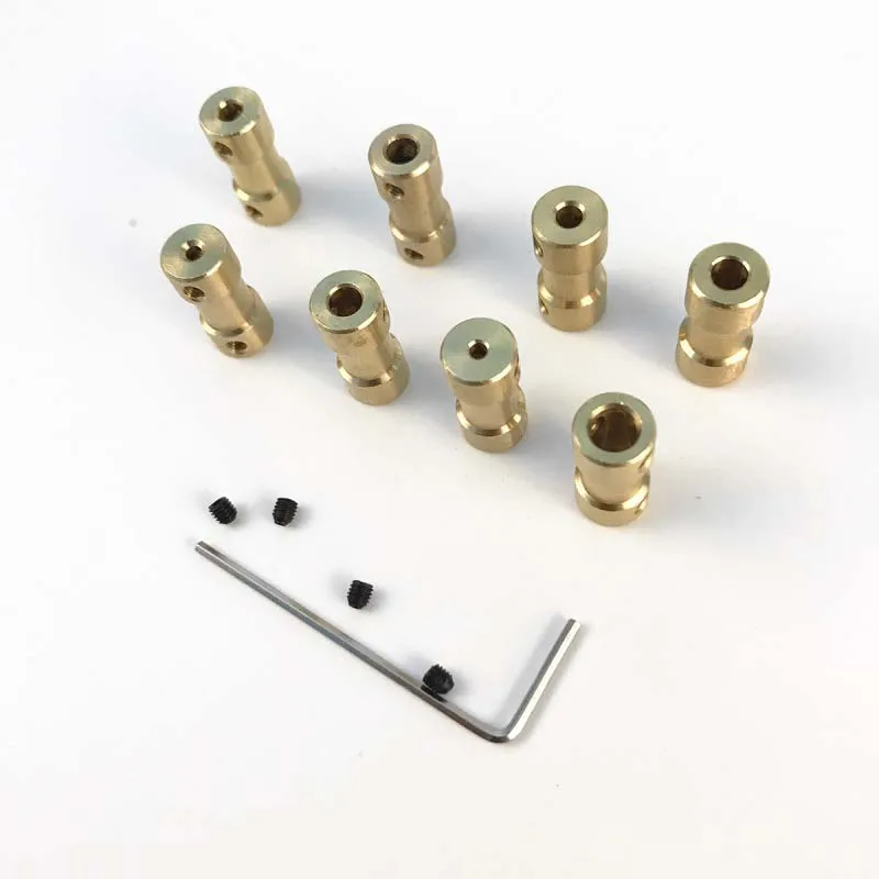 Veekaft brass Small Coupling 2/2.3/3/3.17/4/5/6mm Motor Shaft Coupler Connector Sleeve Adapter Brass Drive Joint